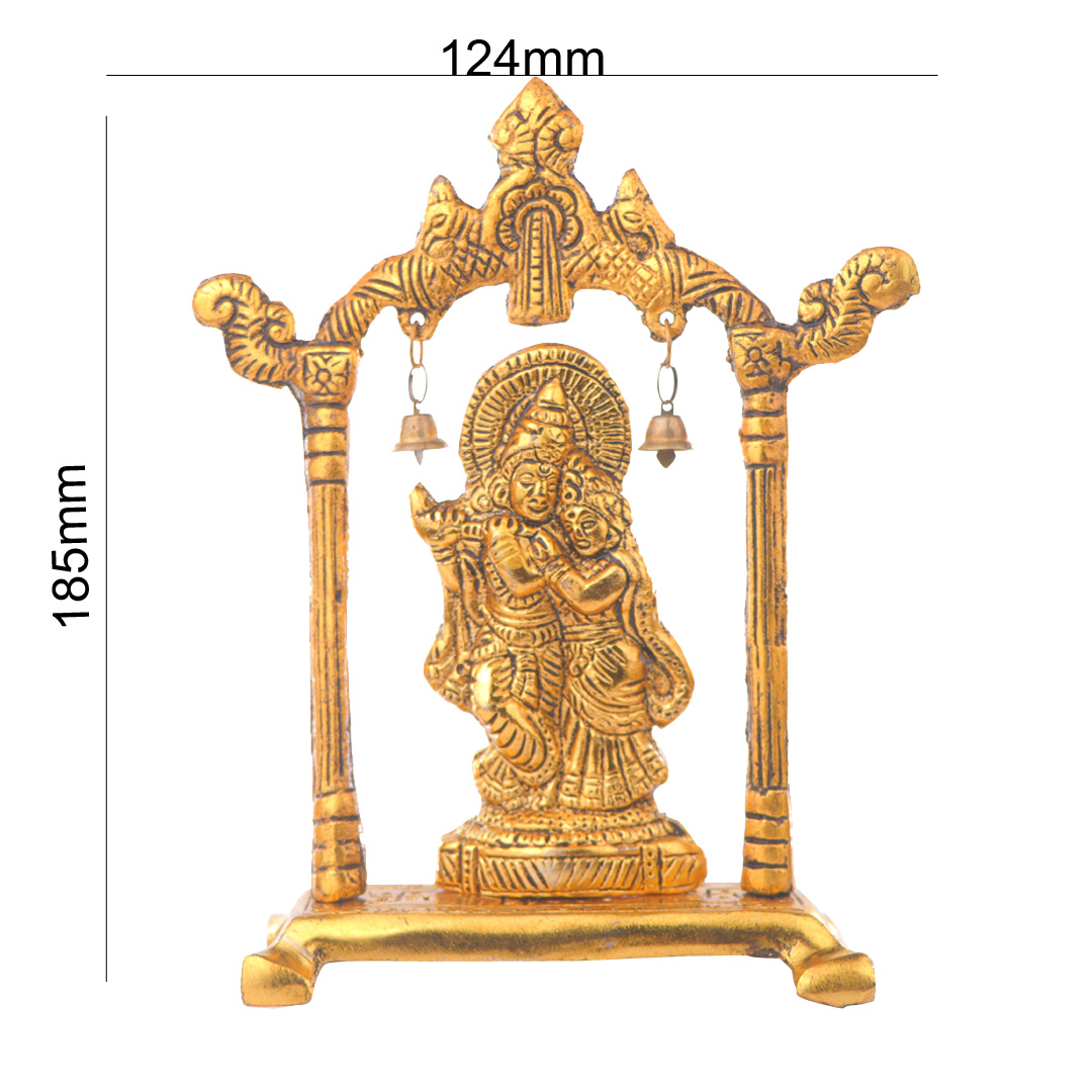 Devnidhii Radha Krishna Idol on Lotus in Gold Polish