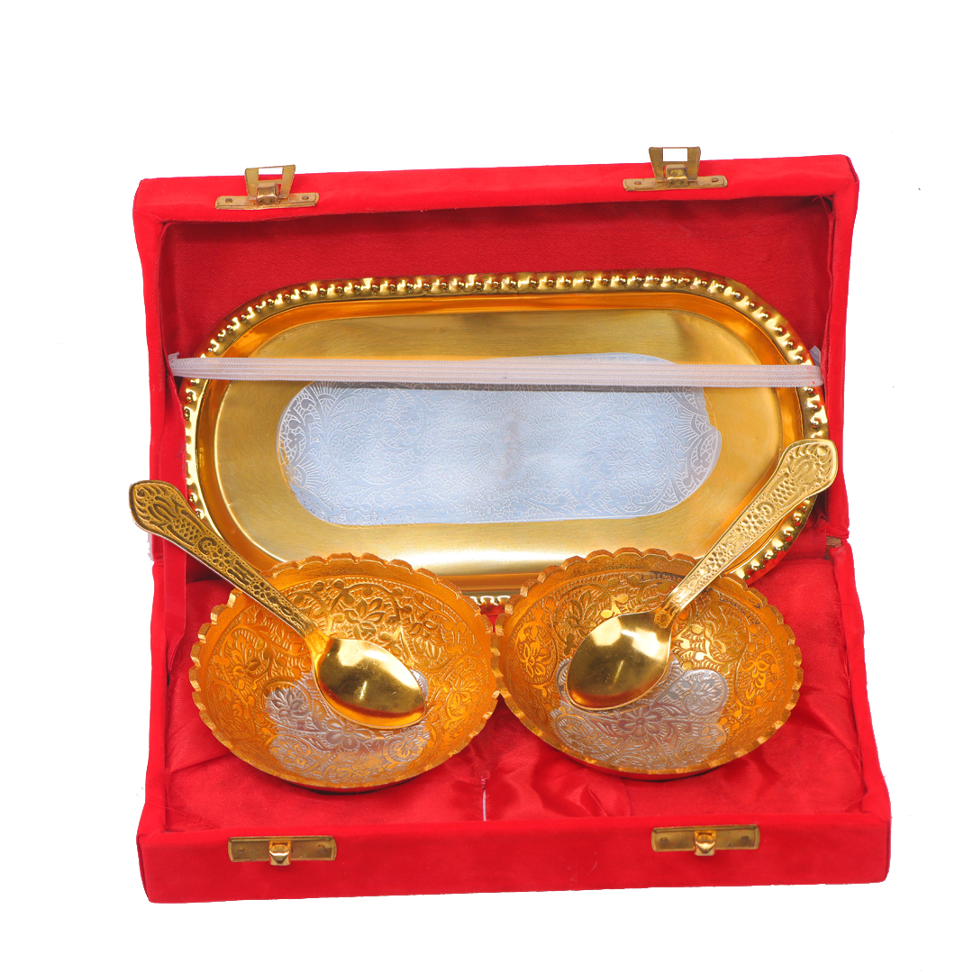 Devnidhii Bowl Gold Silver Plated with Plate Double
