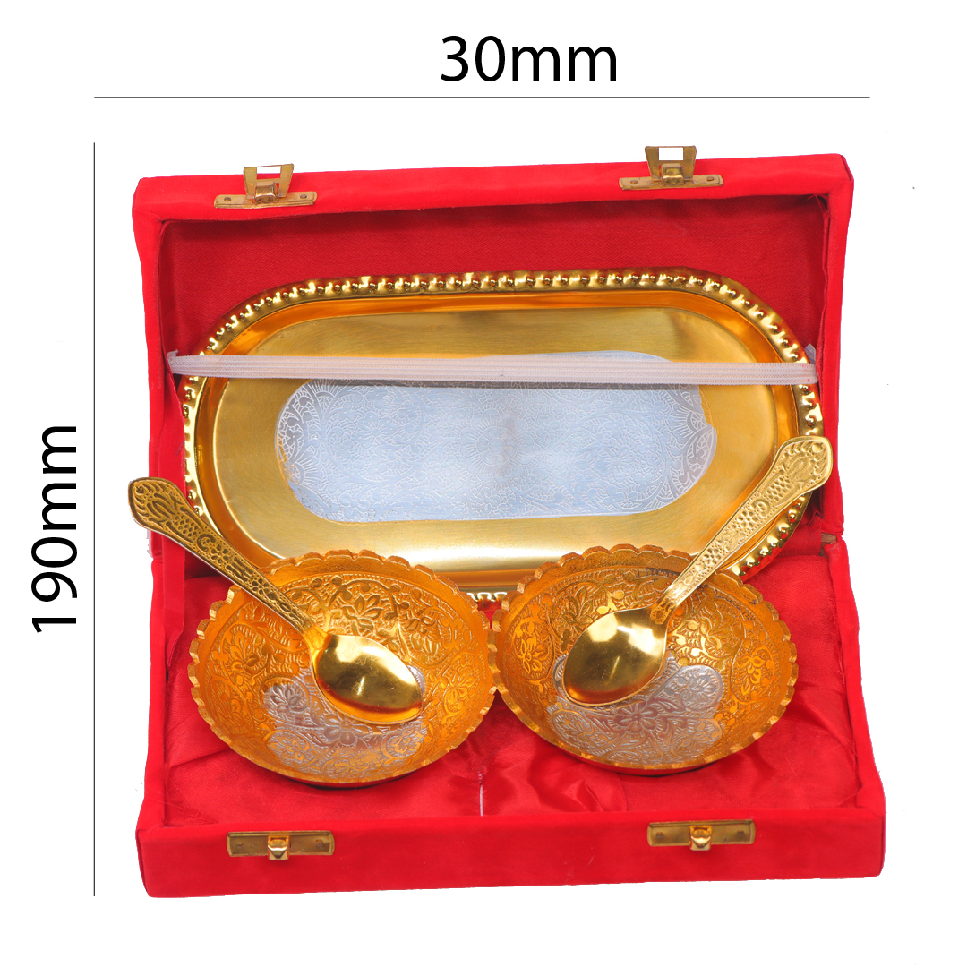 Devnidhii Bowl Gold Silver Plated with Plate Double