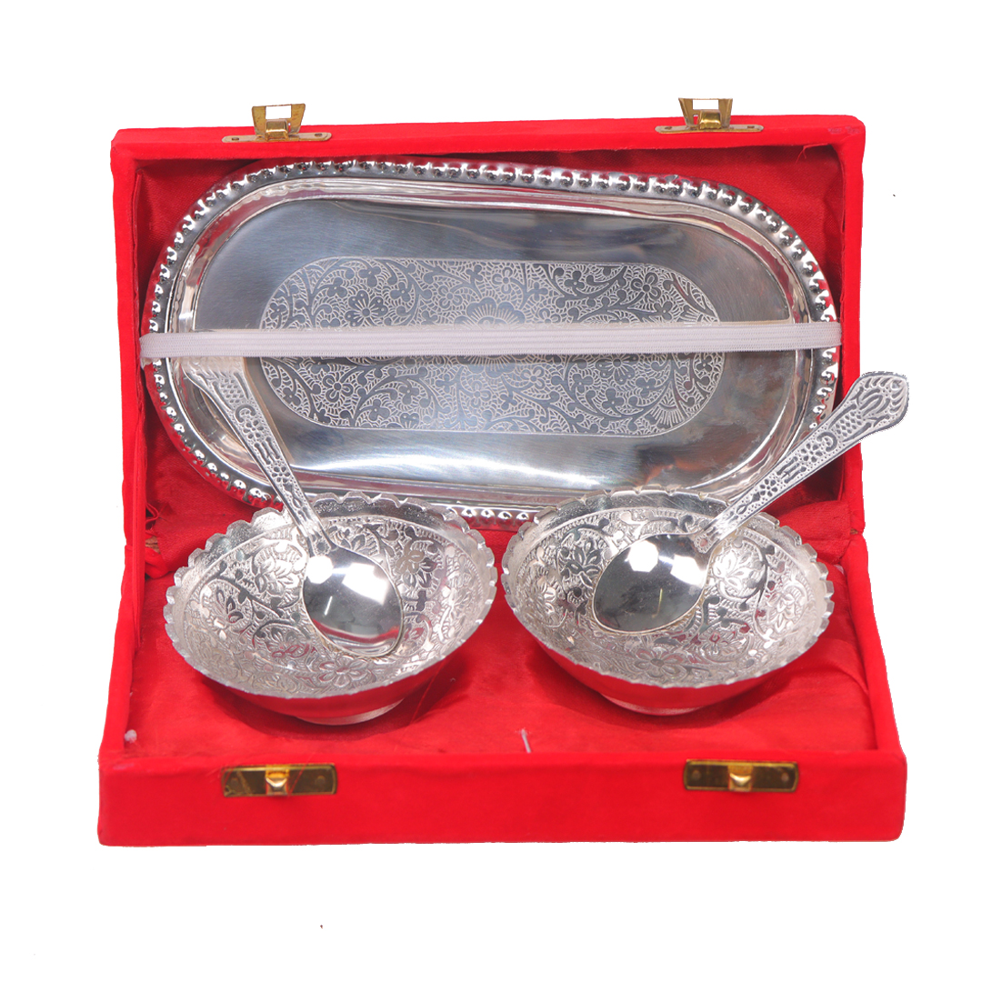 Devnidhii Bowl Silver Plated with Plate Double