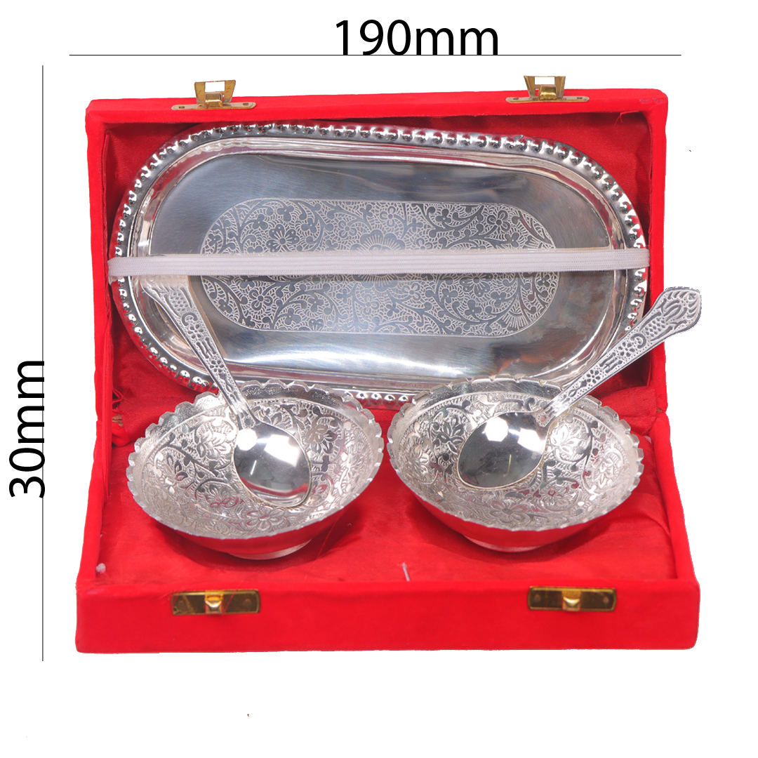 Devnidhii Bowl Silver Plated with Plate Double