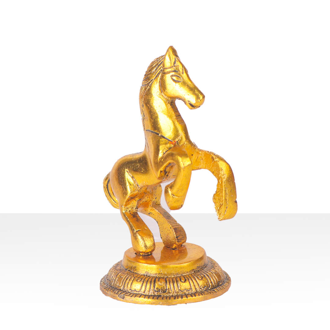 Devnidhii Jumping Horse Small in Gold Polish Vastu Feng Shui