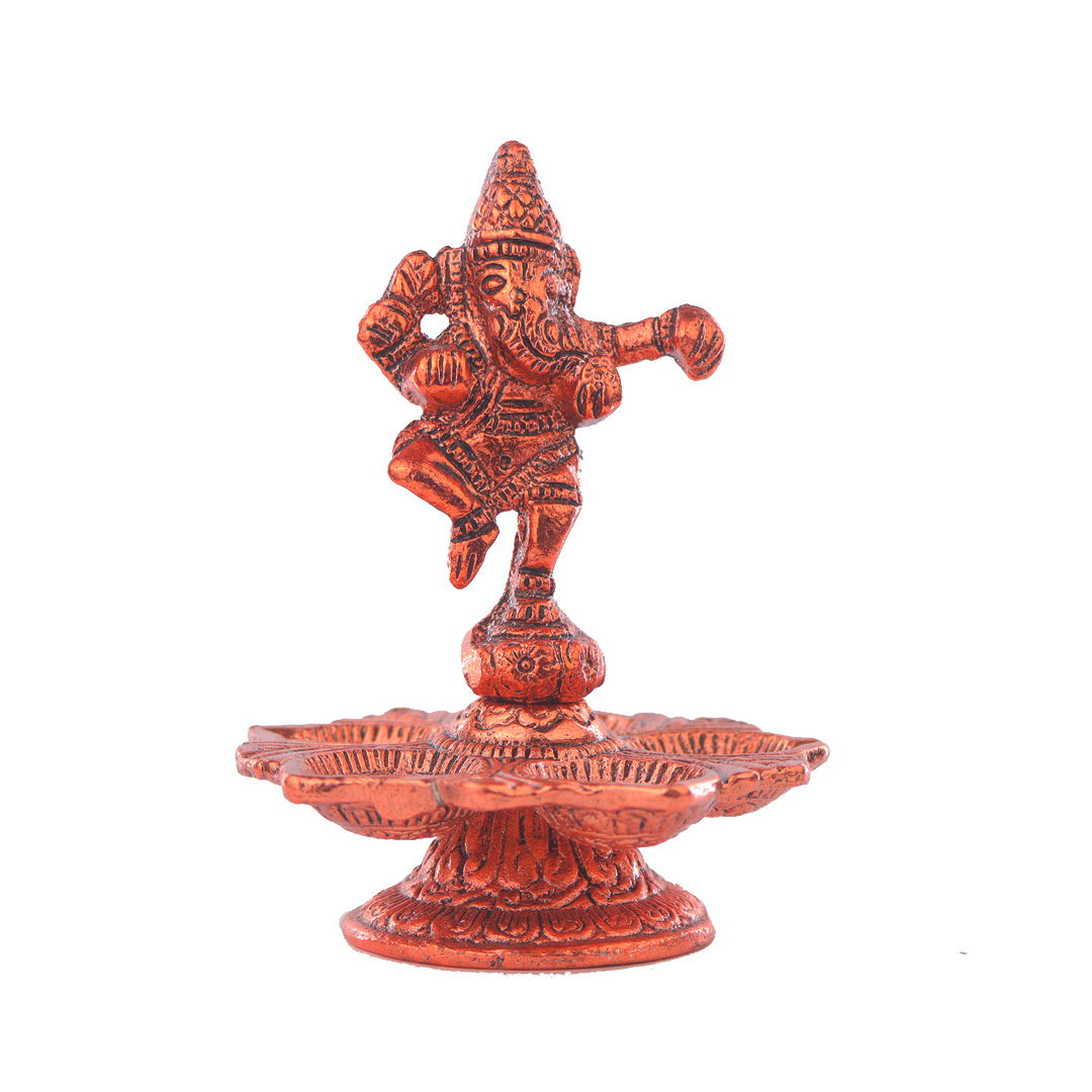 Devnidhii Diya Ganesh Ji 5 Batti Copper Colour