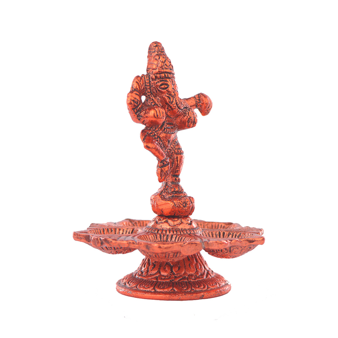 Devnidhii Diya Ganesh Ji 5 Batti Copper Colour