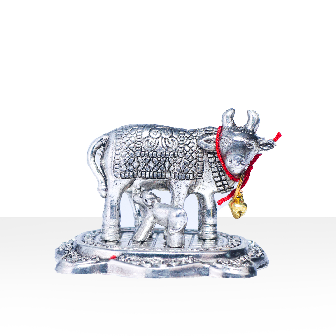 Devnidhii Kamdhenu Maa Silver Plated Small Size