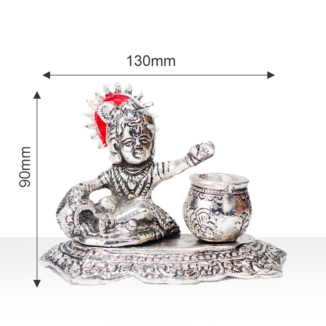 Devnidhii Laddu Gopal Silver Plated with Maakhan Matka
