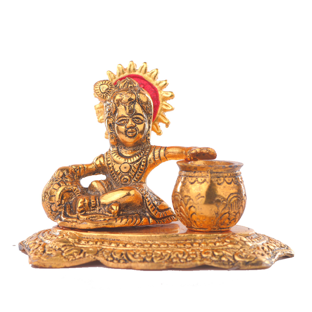 Devnidhii Laddu Gopal with Maakhan Matka in Gold Polish