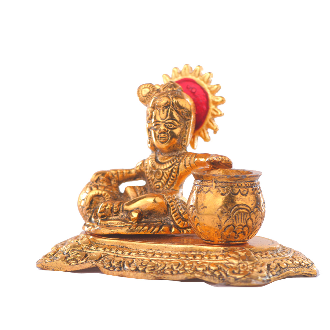 Devnidhii Laddu Gopal with Maakhan Matka in Gold Polish
