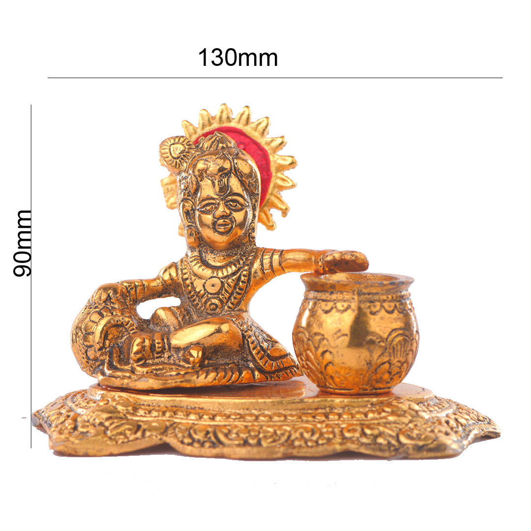Devnidhii Laddu Gopal with Maakhan Matka in Gold Polish