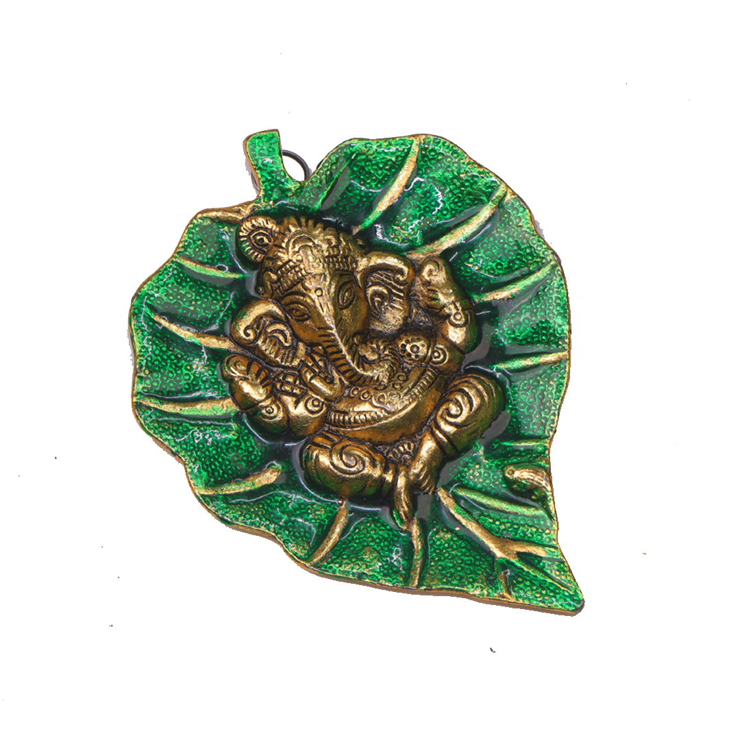 Devnidhii Ganesh Ji on Meenakari Leaf Wall Hanging