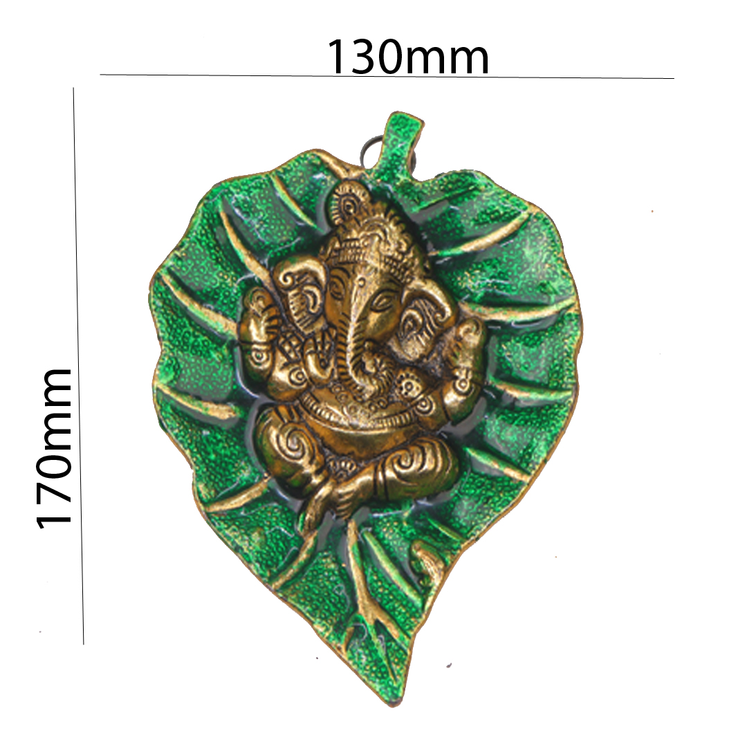 Devnidhii Ganesh Ji on Meenakari Leaf Wall Hanging