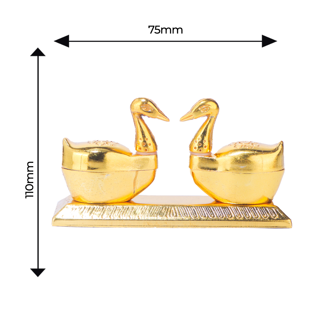 Devnidhii Kumkum/ Sindoor Box Double Swan Dibbi in Gold Polish