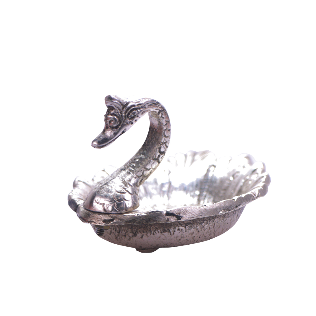 Devnidhii Glass Tray Silver Plated Duck Beautifully Crafted