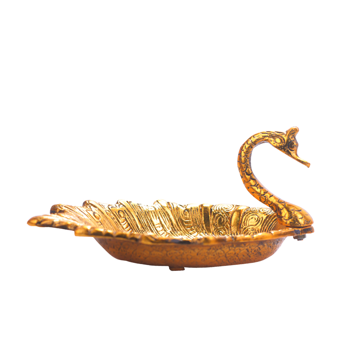 Devnidhii Glass Tray Gold Polish Duck Beautifully Crafted