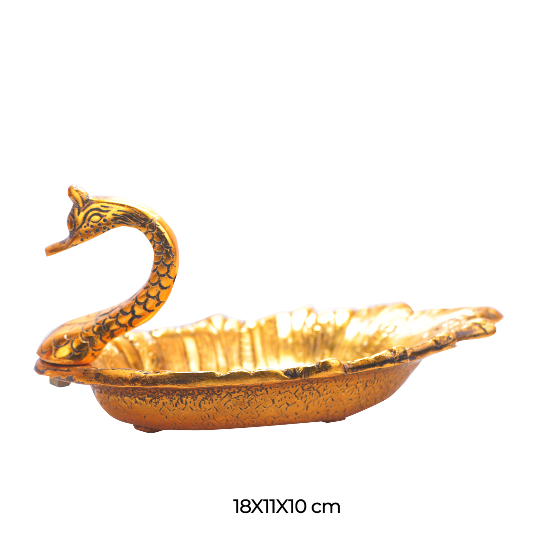 Devnidhii Glass Tray Gold Polish Duck Beautifully Crafted