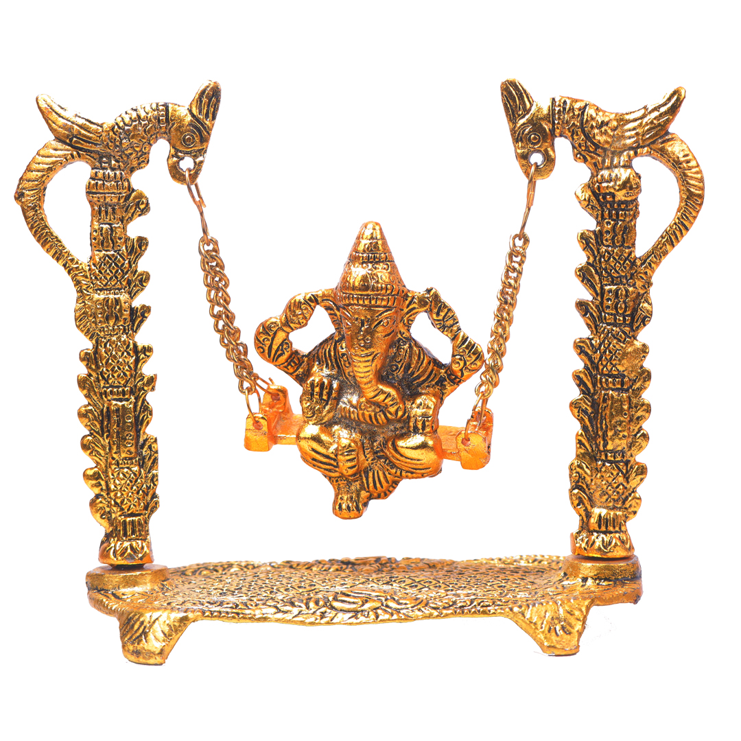 Devnidhii Palna (Jhula) Ganesh in Gold Polish