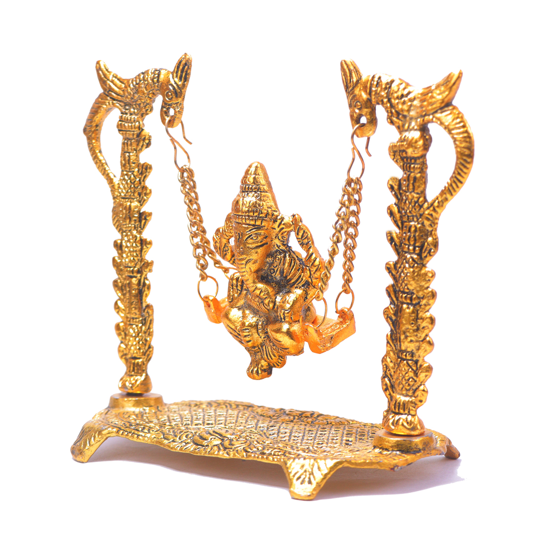 Devnidhii Palna (Jhula) Ganesh in Gold Polish