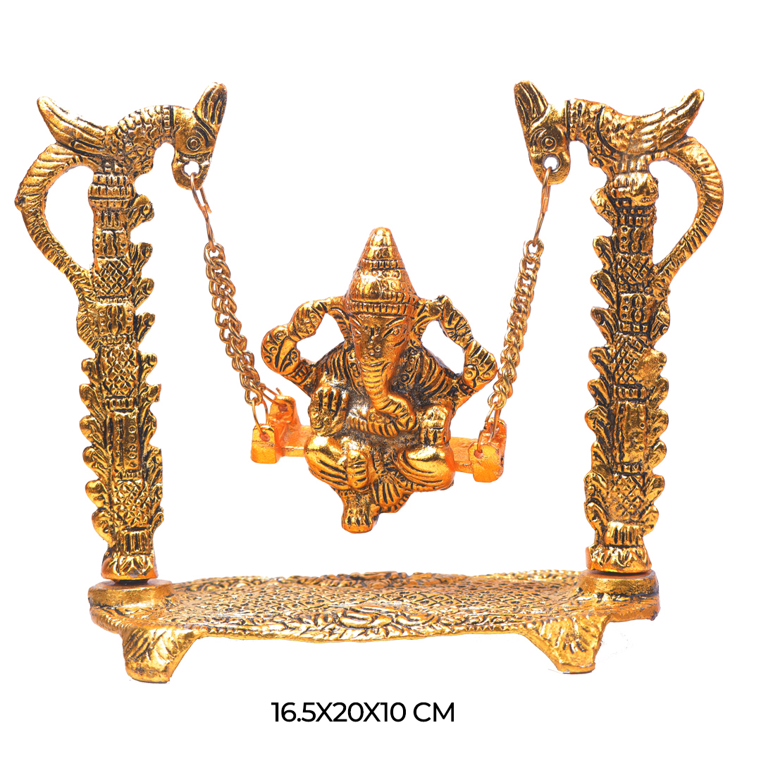 Devnidhii Palna (Jhula) Ganesh in Gold Polish