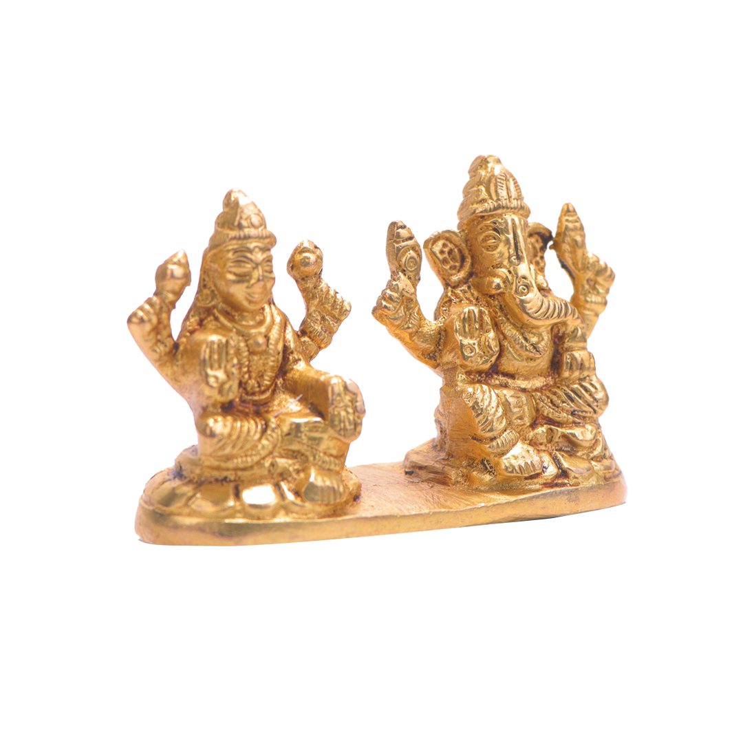 Devnidhii Laxmi Ganesh Brass Idol On Platform