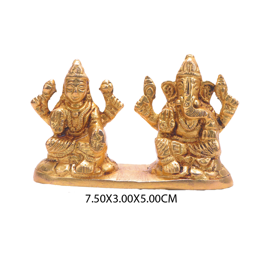Devnidhii Laxmi Ganesh Brass Idol On Platform