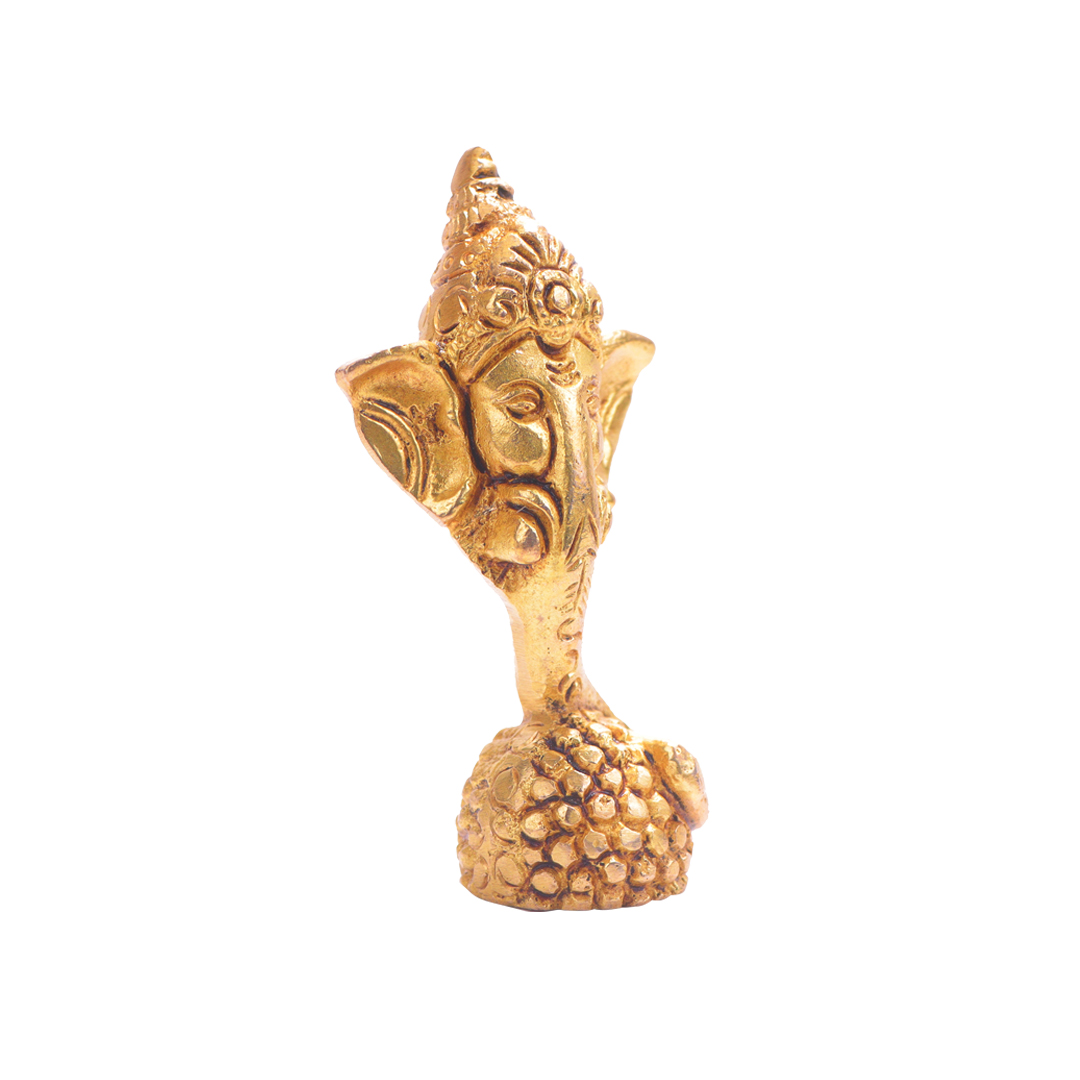 Devnidhii Ganesh Ji Brass Idol Finely Crafted Head