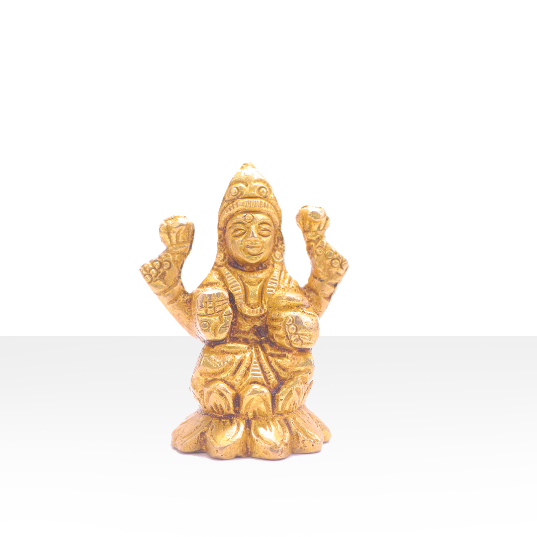 Devnidhii Laxmi Ji Brass Idol On Lotus Small Size