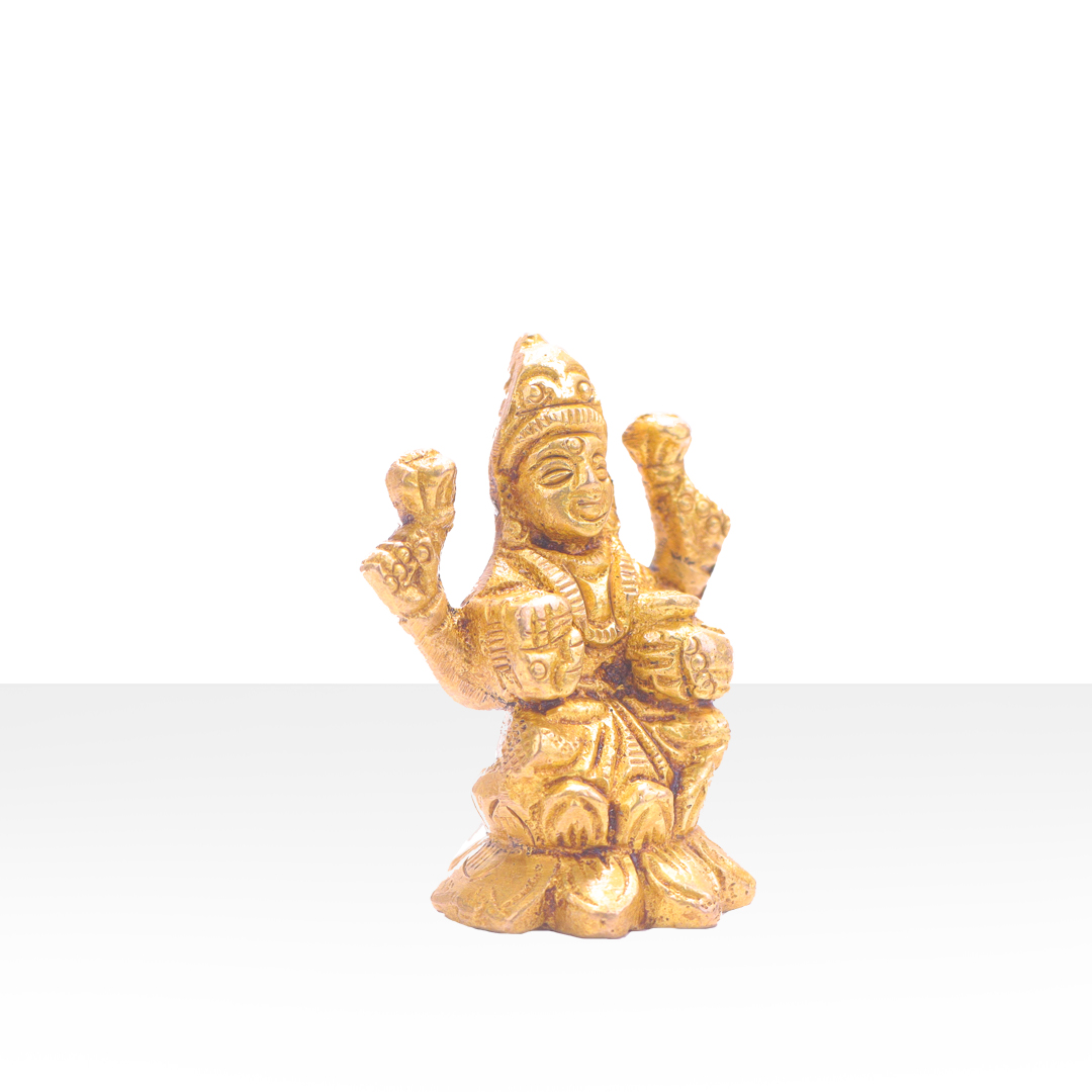 Devnidhii Laxmi Ji Brass Idol On Lotus Small Size