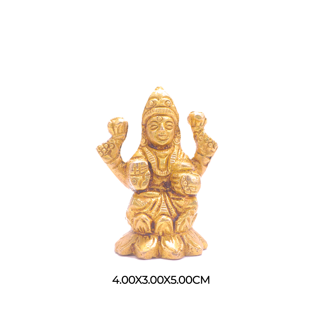 Devnidhii Laxmi Ji Brass Idol On Lotus Small Size