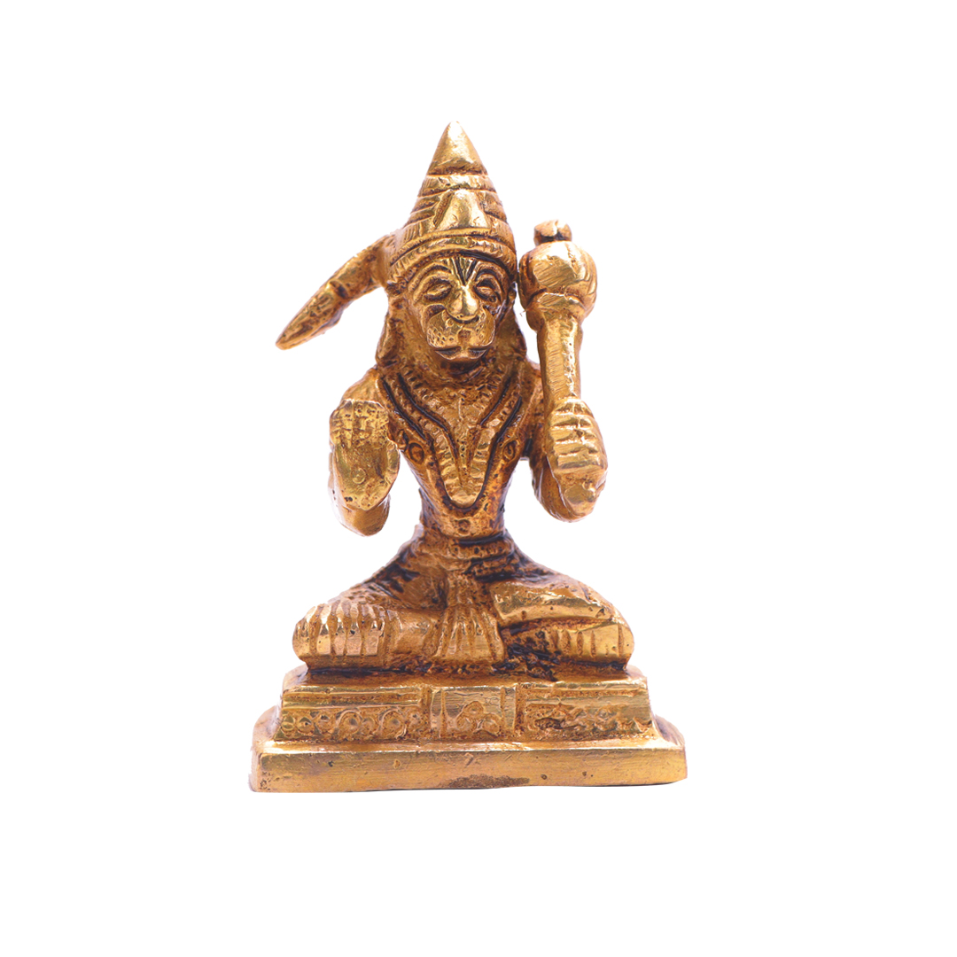 Devnidhii Hanuman Ji Brass Idol On Square Chowki