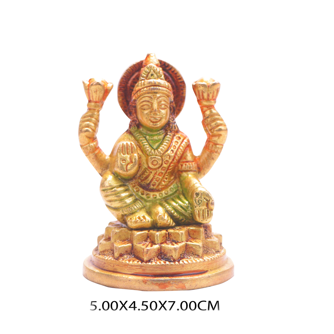 Devnidhii Laxmi Ji Brass Idol Multicoloured On Lotus