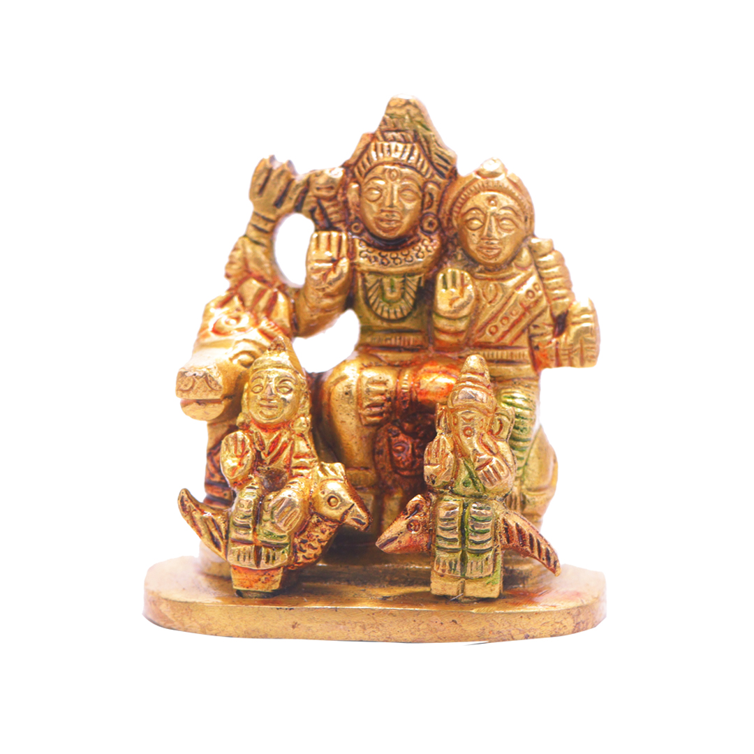 Devnidhii Shiv Parivaar Brass Idol Multi Coloured