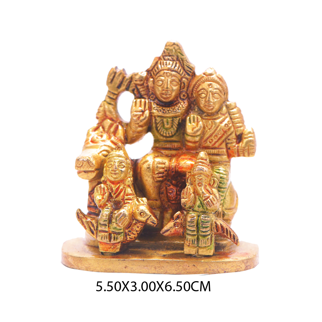 Devnidhii Shiv Parivaar Brass Idol Multi Coloured