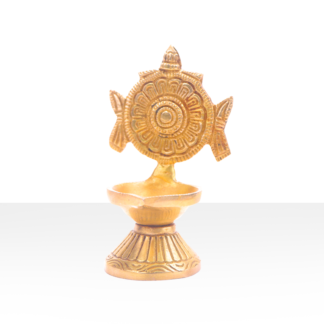Devnidhii Diya (Brass) Intricate Design Large Size With Stand