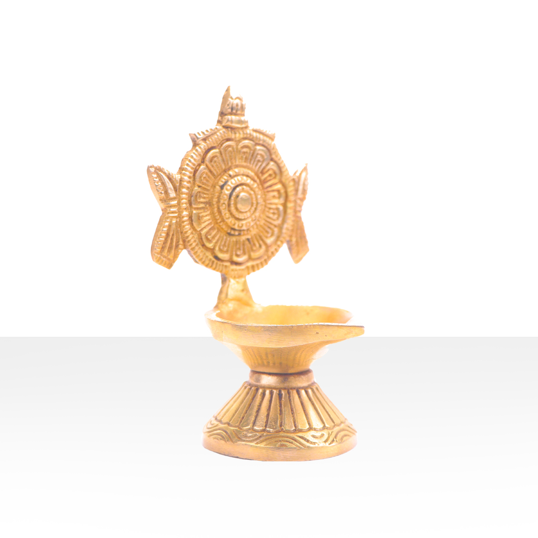 Devnidhii Diya (Brass) Intricate Design Large Size With Stand