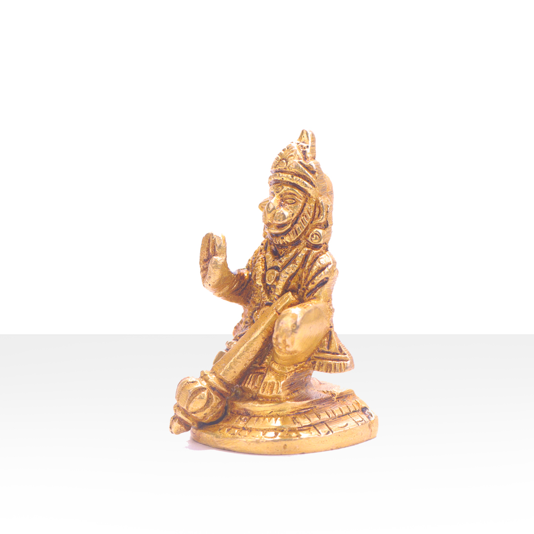 Devnidhii Hanuman Ji Brass Idol On Round Chowki