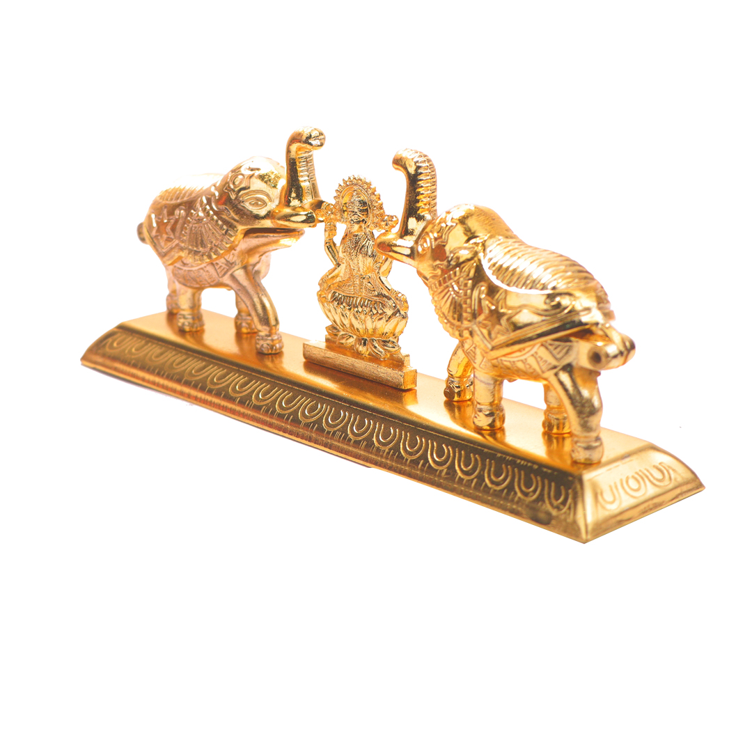Devnidhii Kumkum/ Sindoor Box Gaj Laxmi Maa Dibbi in Gold Polish