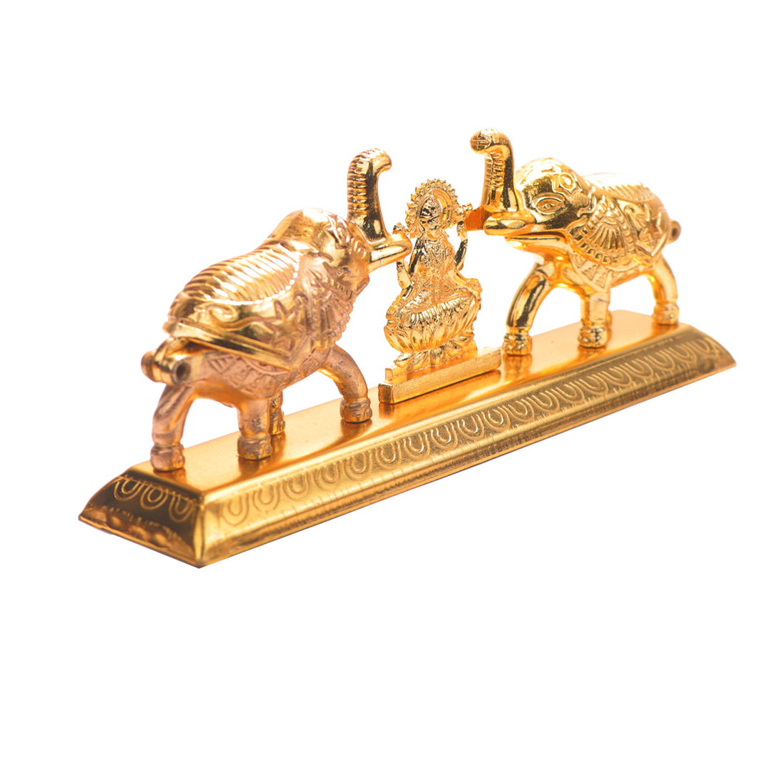 Devnidhii Kumkum/ Sindoor Box Gaj Laxmi Maa Dibbi in Gold Polish