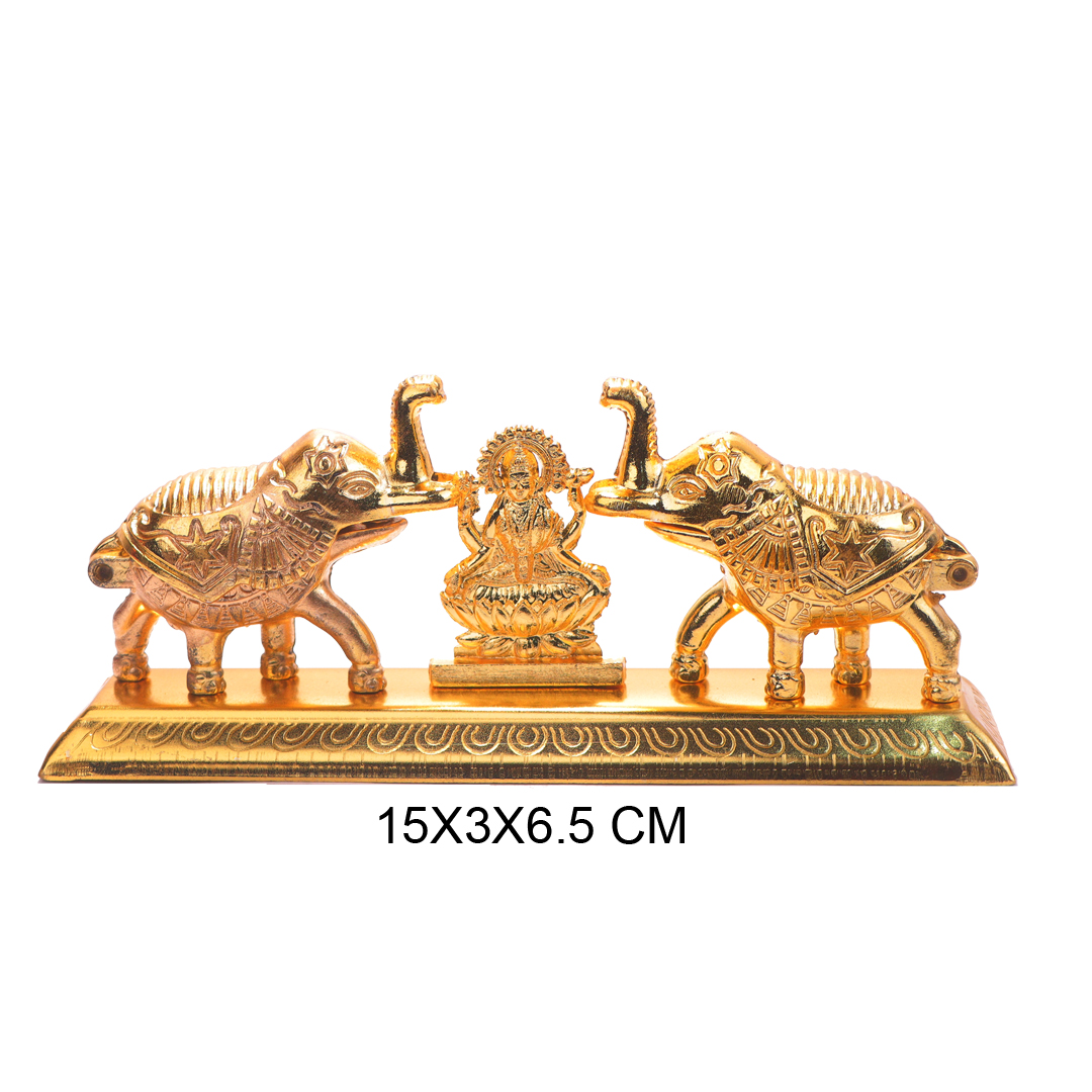 Devnidhii Kumkum/ Sindoor Box Gaj Laxmi Maa Dibbi in Gold Polish