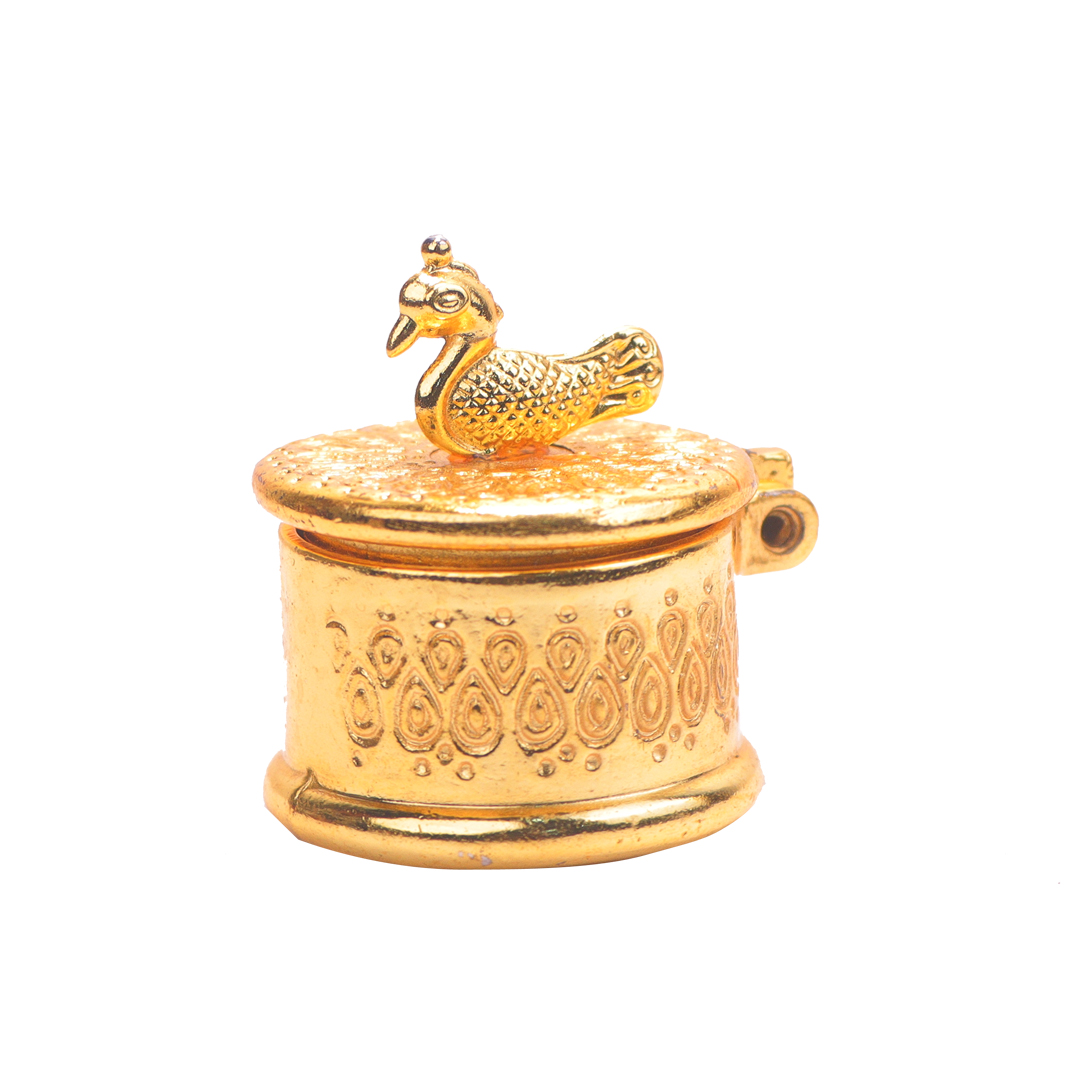 Devnidhii Kumkum/ Sindoor Box Single Round Dibbi in Gold Polish