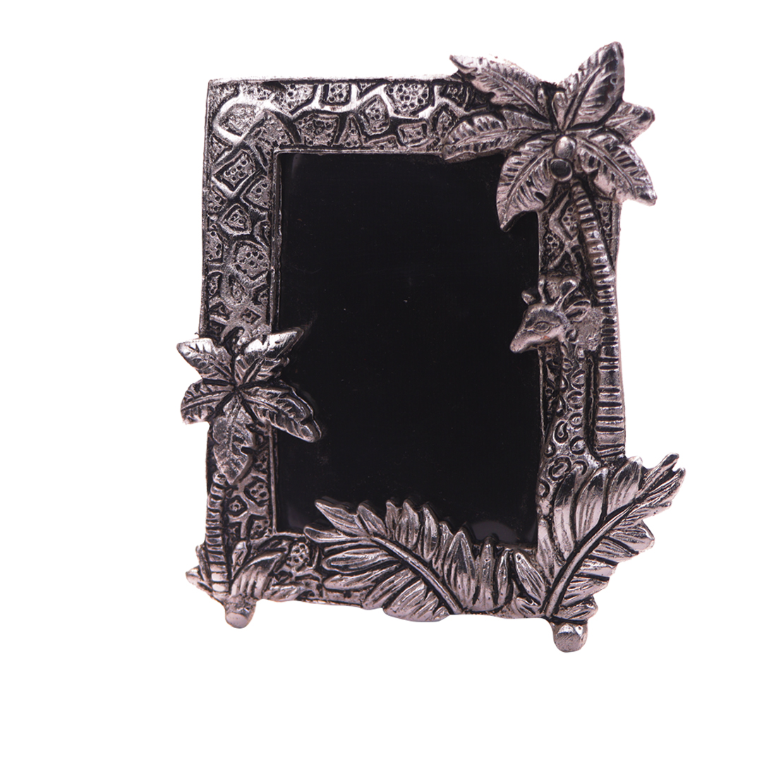Devnidhii Photo Frame (Double) Silver Plated with Animal Figurines Rectangular Shape
