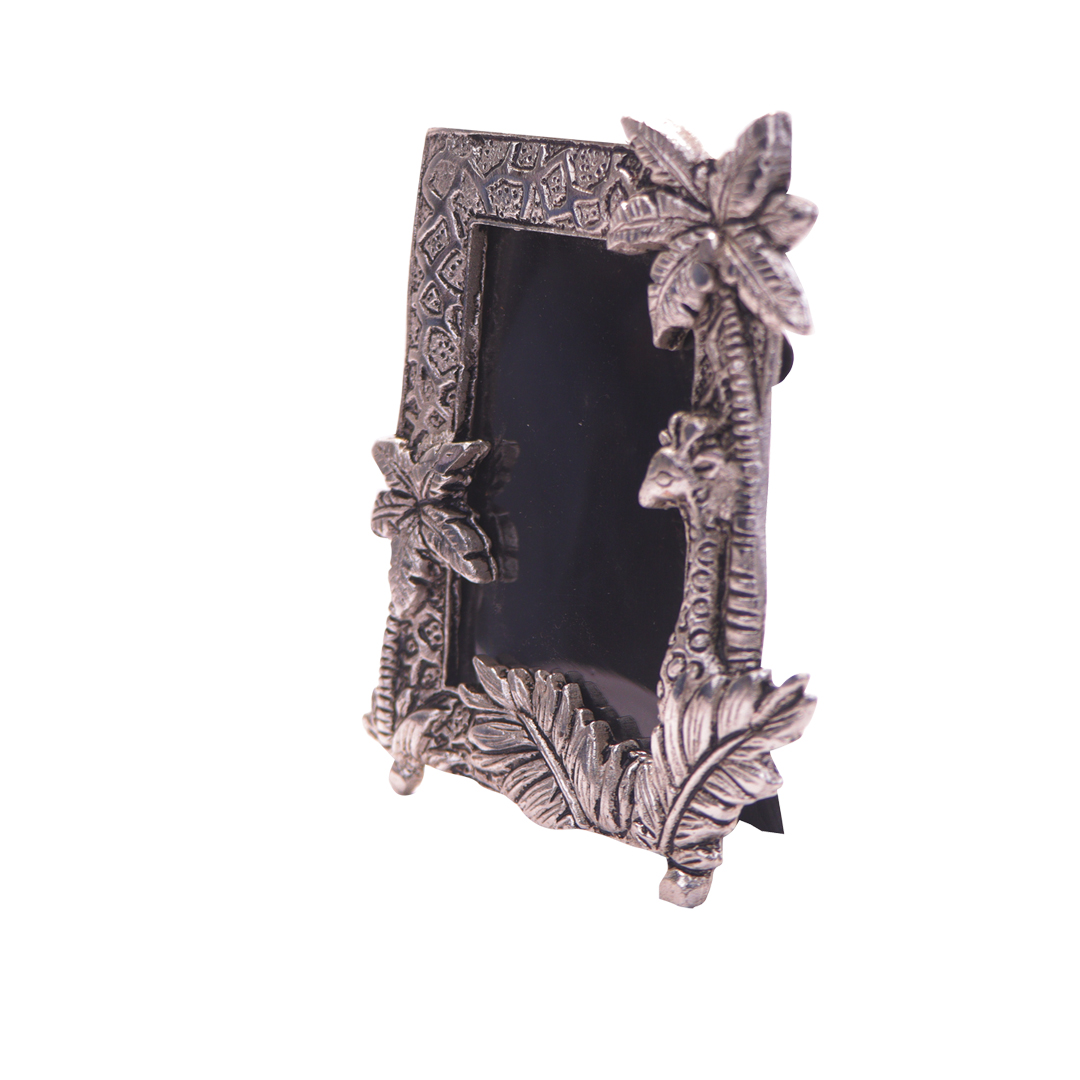 Devnidhii Photo Frame (Double) Silver Plated with Animal Figurines Rectangular Shape