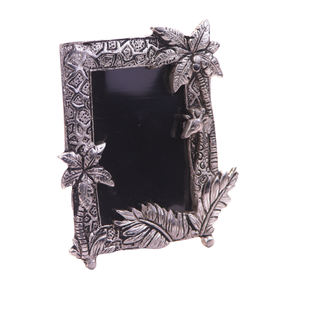 Devnidhii Photo Frame (Double) Silver Plated with Animal Figurines Rectangular Shape