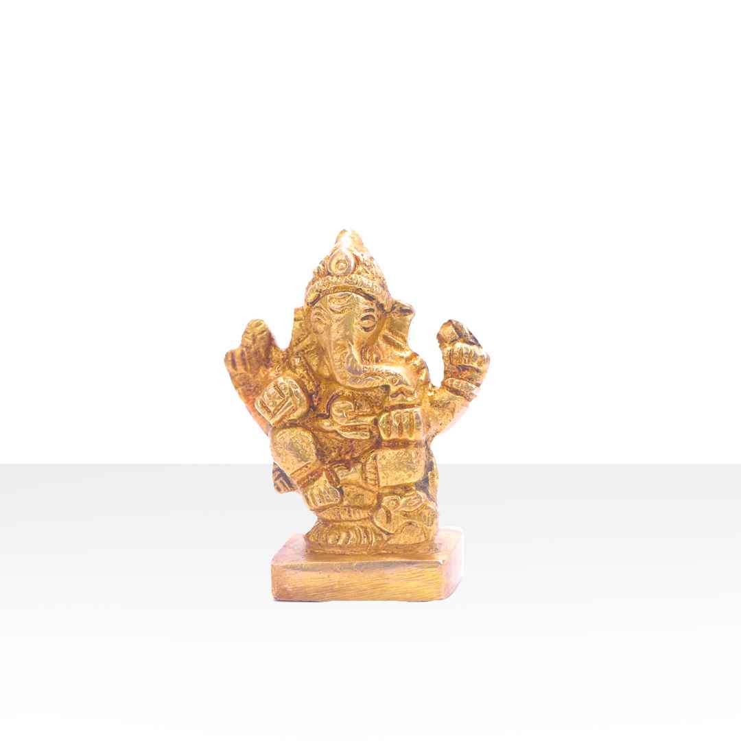 Devnidhii Ganesh Ji Brass Idol Small On Chowki Unique Design rratnaidhii