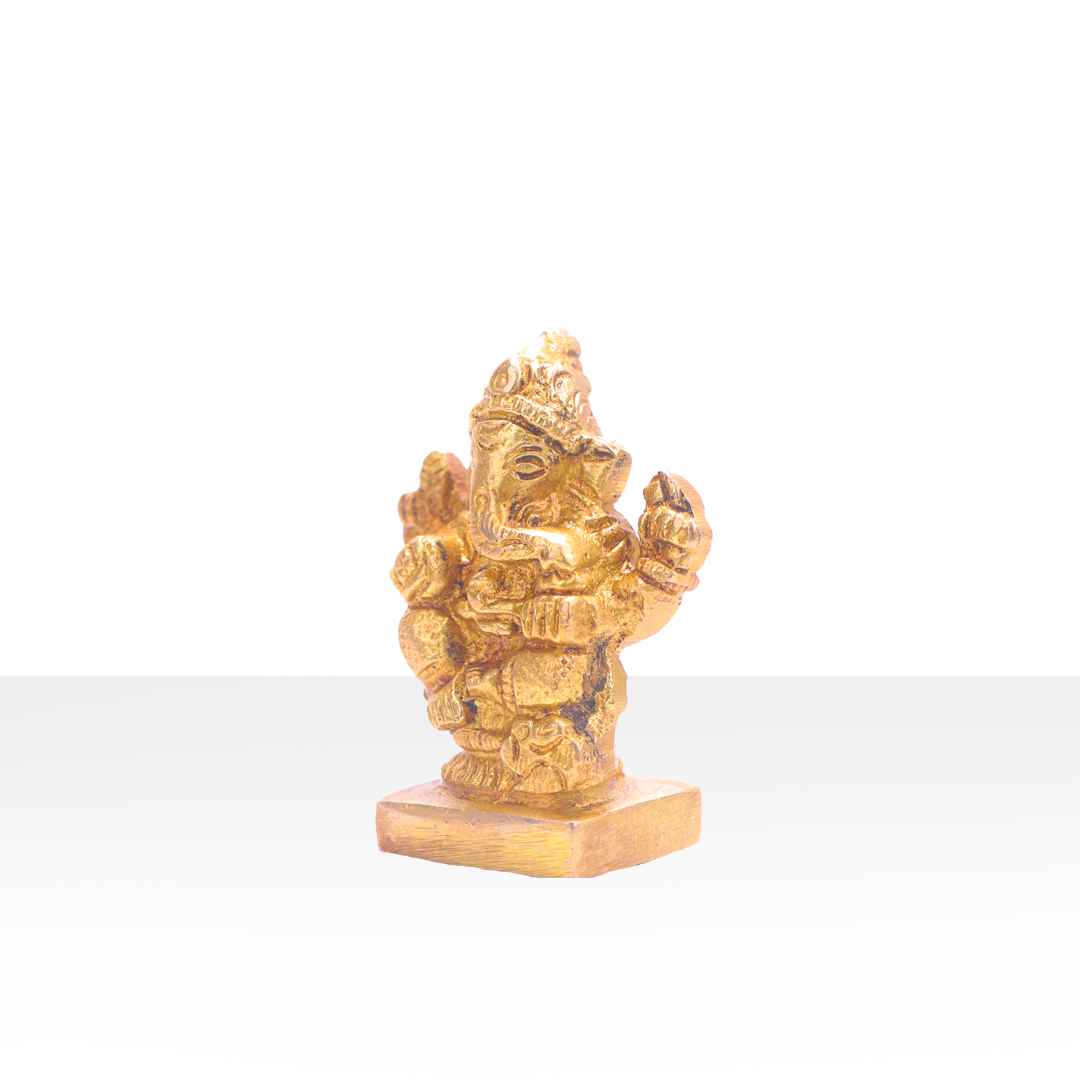 Devnidhii Ganesh Ji Brass Idol Small On Chowki Unique Design rratnaidhii
