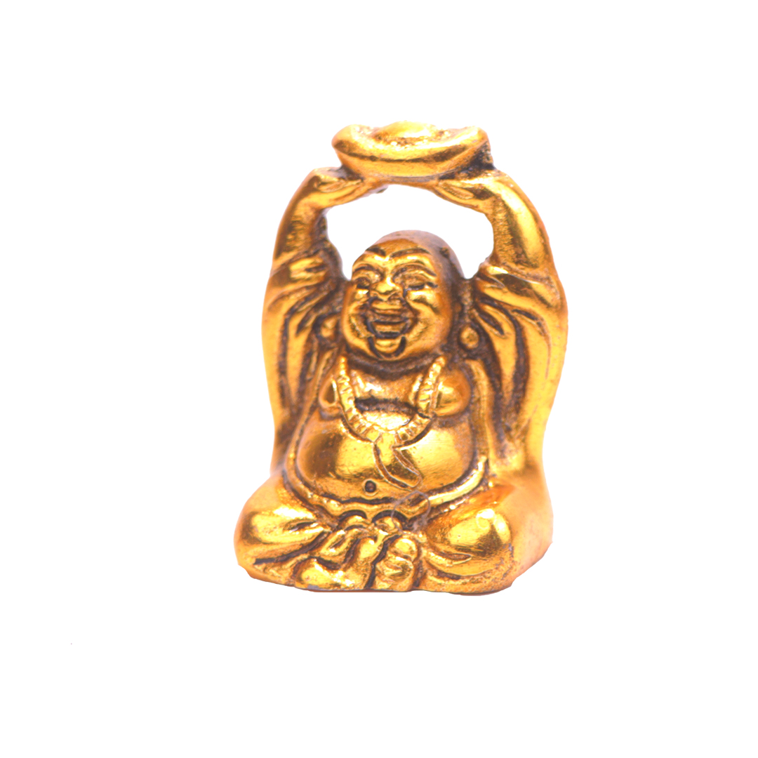 Devnidhii Laughing Buddha for Good Fortune and Money in Gold Polish