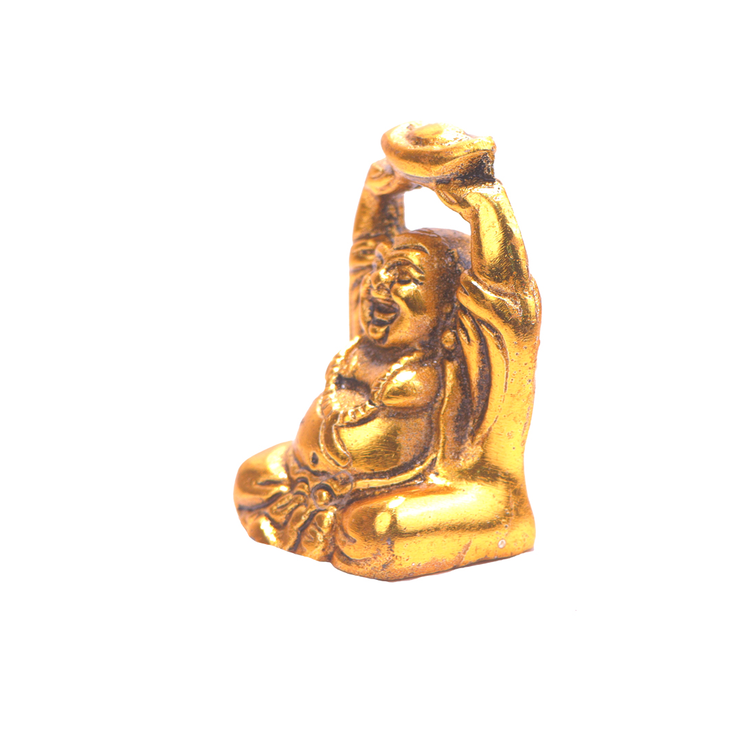 Devnidhii Laughing Buddha for Good Fortune and Money in Gold Polish