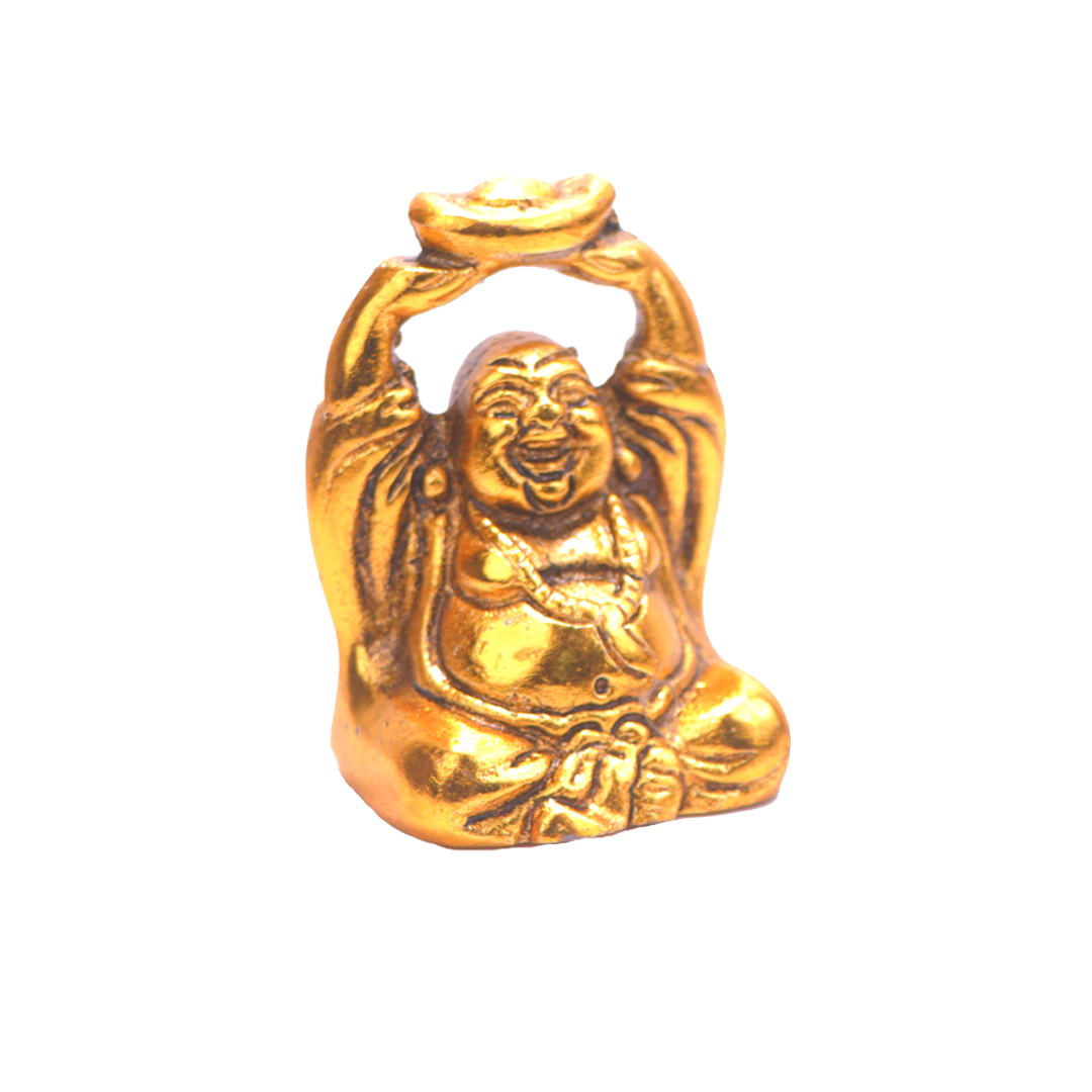 Devnidhii Laughing Buddha for Good Fortune and Money in Gold Polish