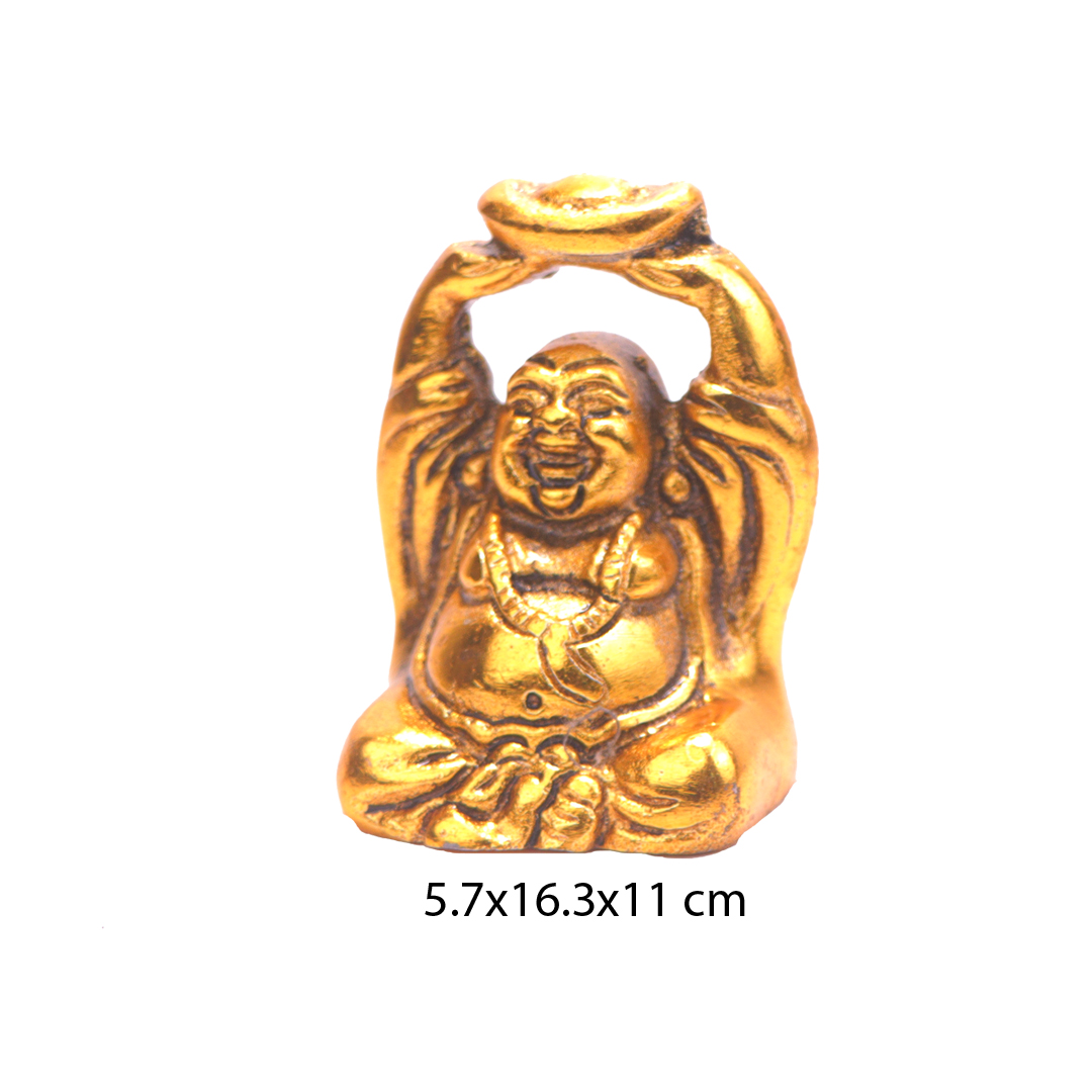 Devnidhii Laughing Buddha for Good Fortune and Money in Gold Polish