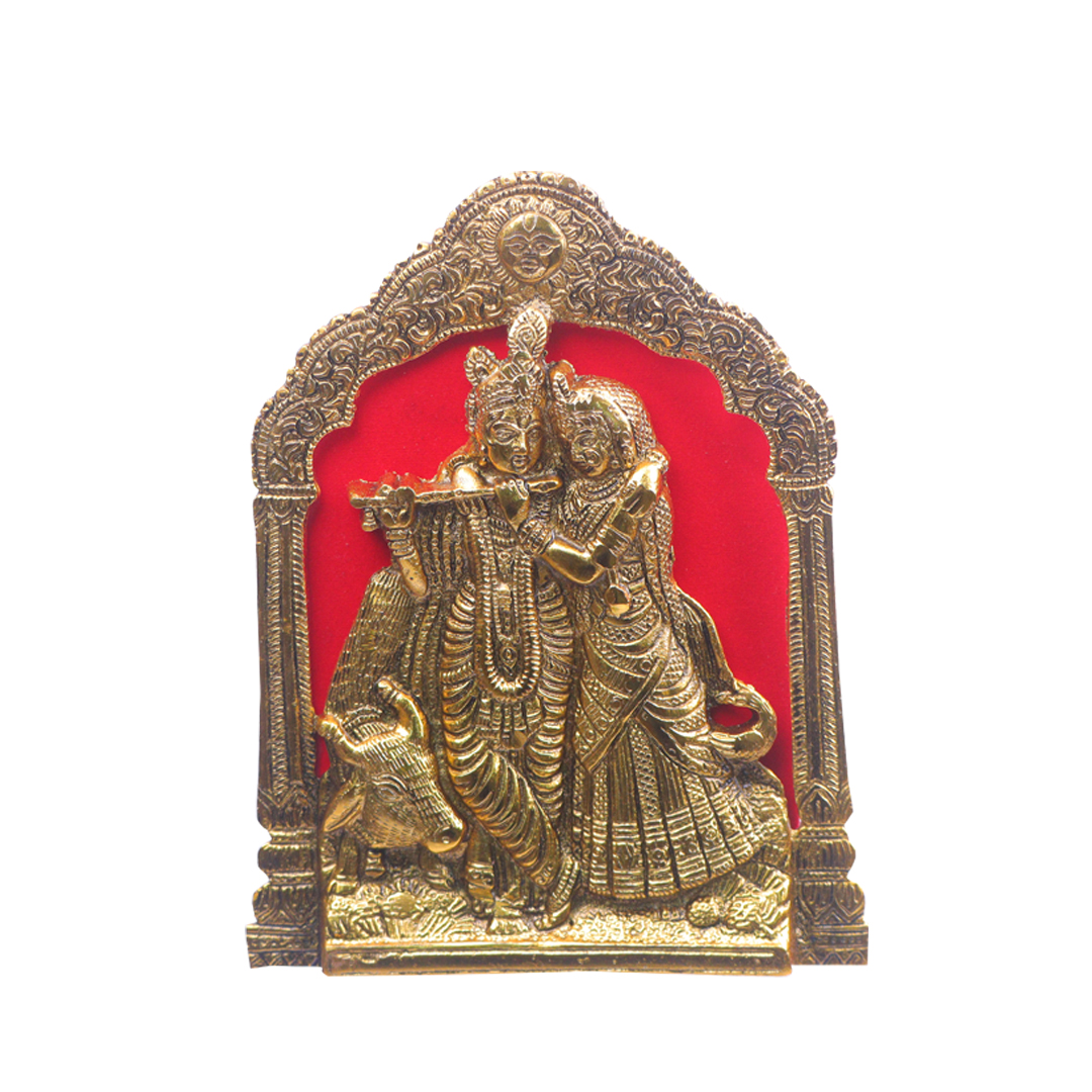 Devnidhii Radha Krishna Wall Hanging in Gold Polish