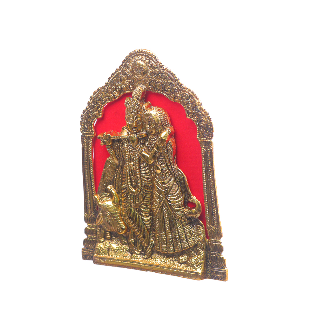 Devnidhii Radha Krishna Wall Hanging in Gold Polish